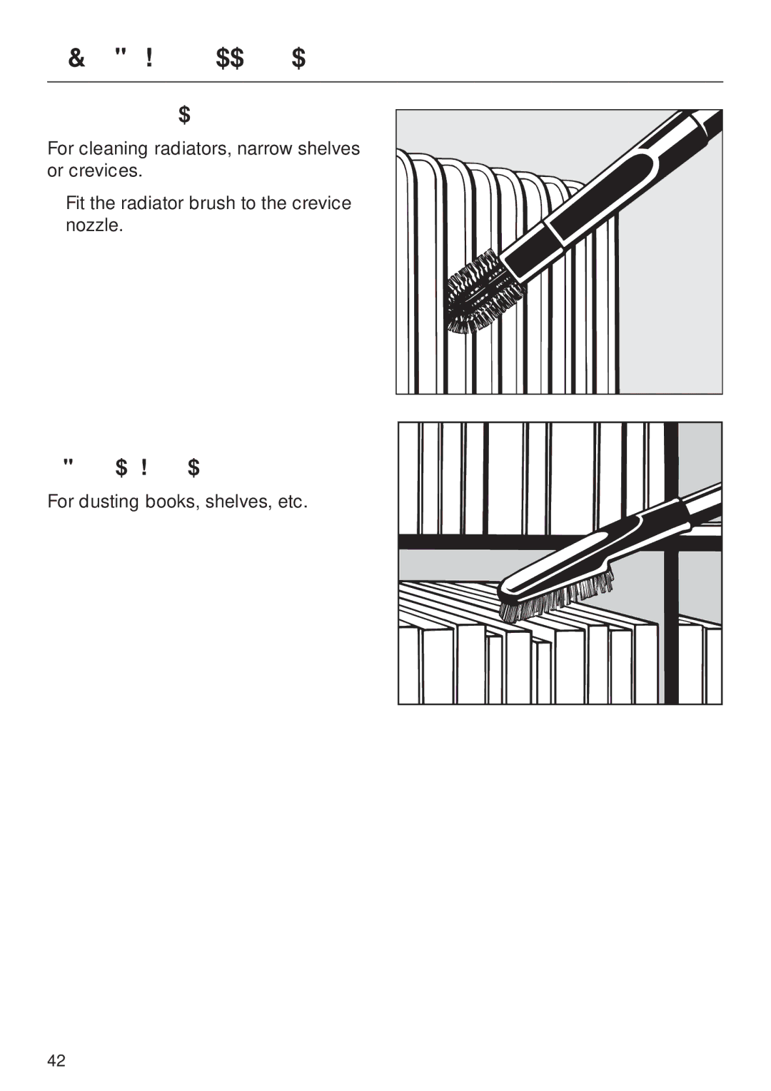 Miele S 658 manual Radiator brush, Universal brush 