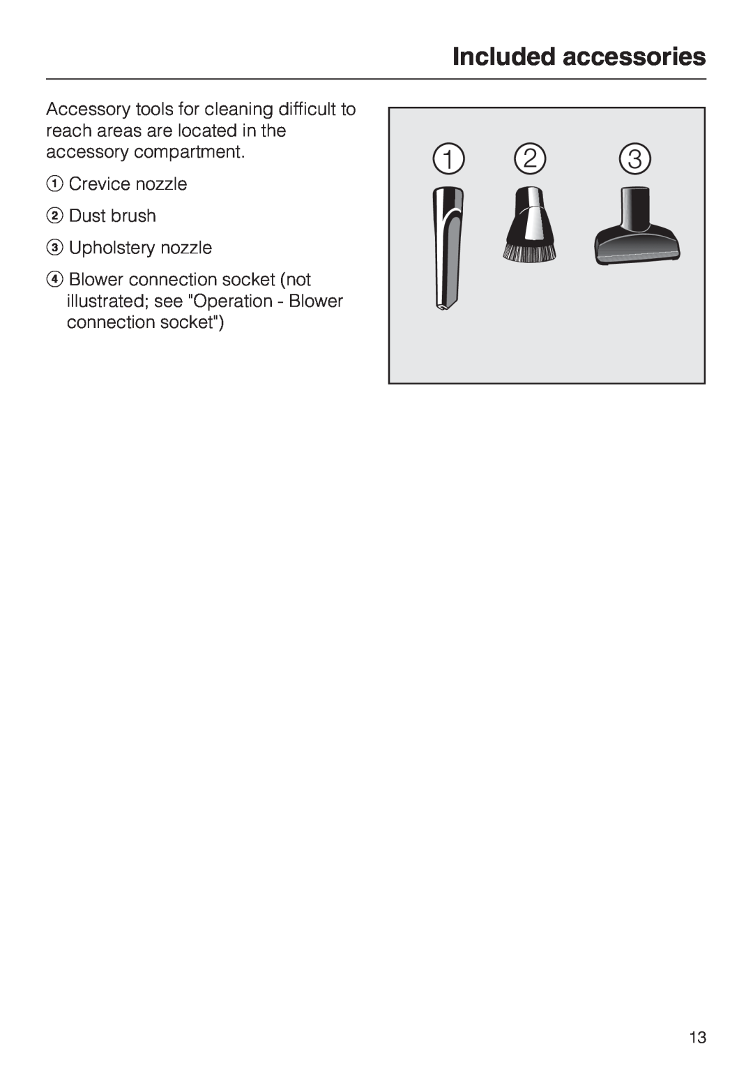 Miele S 768, S 700 manual Included accessories 