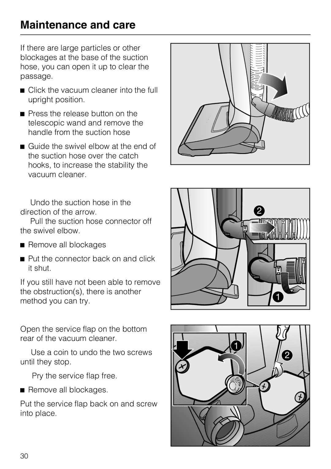 Miele S 7000 operating instructions Maintenance and care 