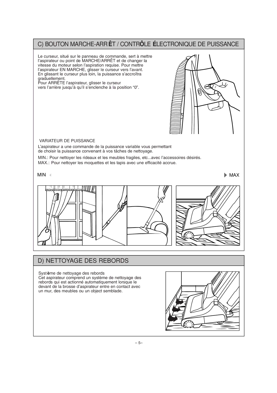 Miele S179i Bouton MARCHE-ARRÊT / Contrôle Électronique DE Puissance, Nettoyage DES Rebords, Variateur DE Puissance 