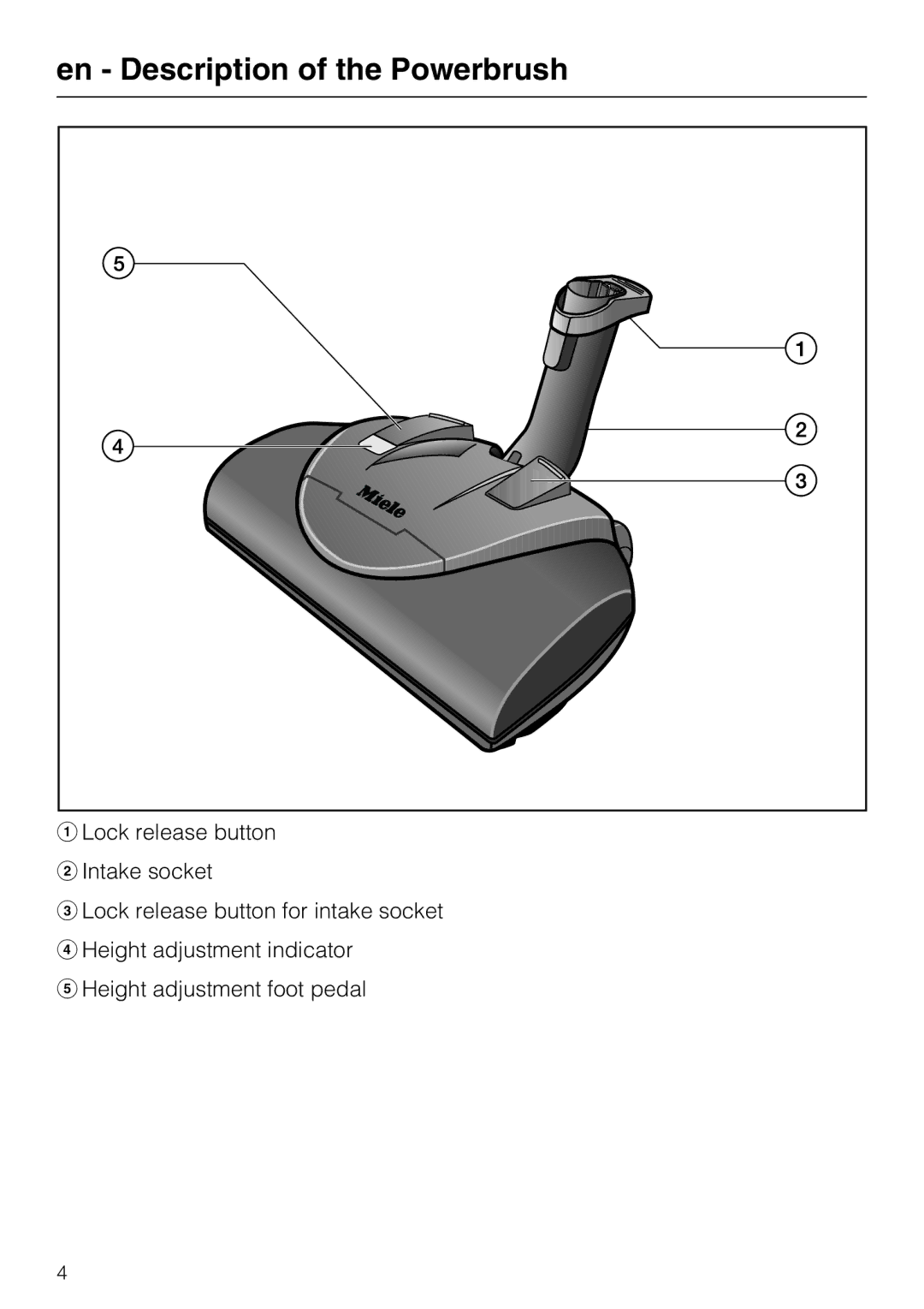 Miele SEB 228 manual En Description of the Powerbrush 