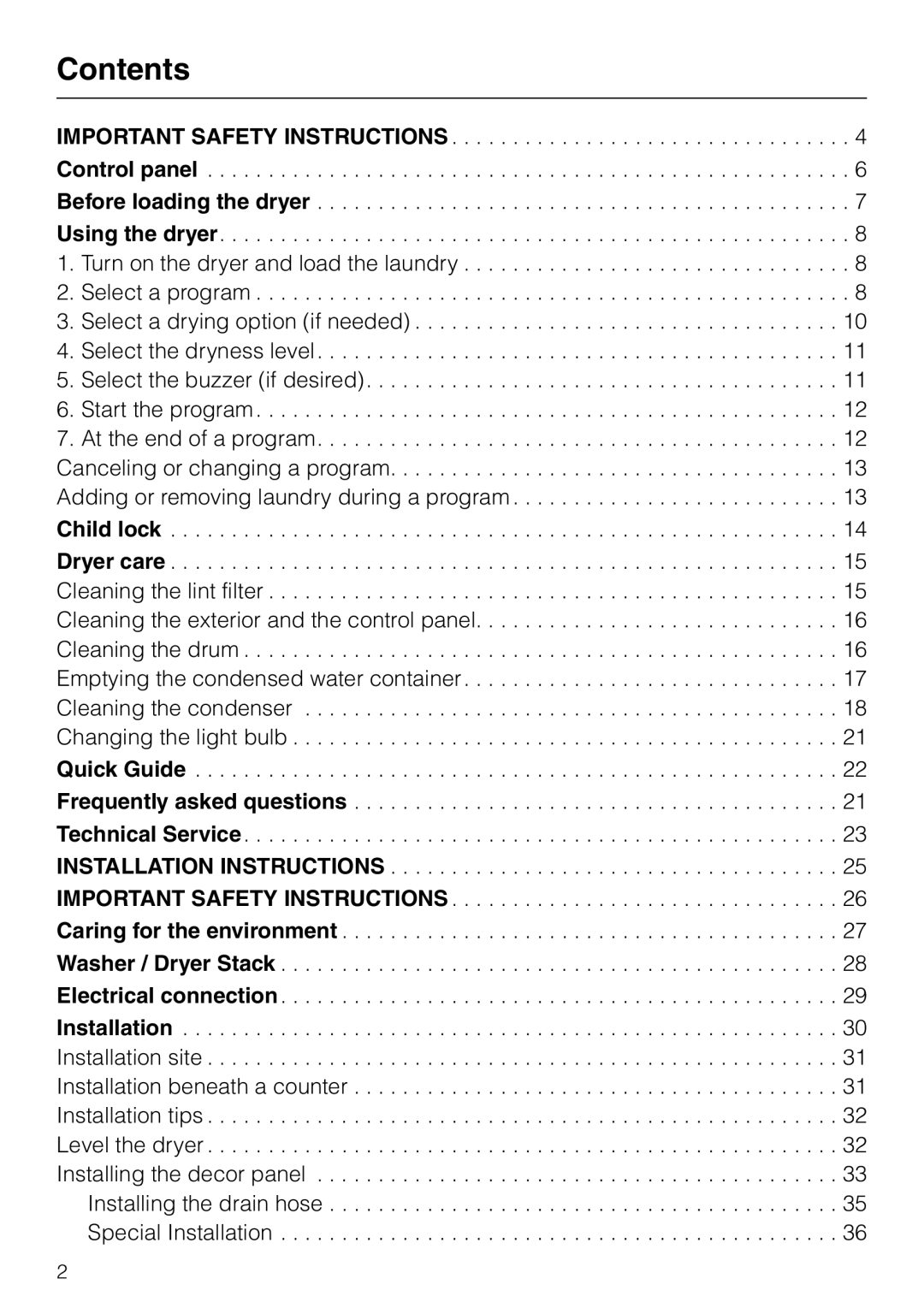 Miele T 1339 C operating instructions Contents 