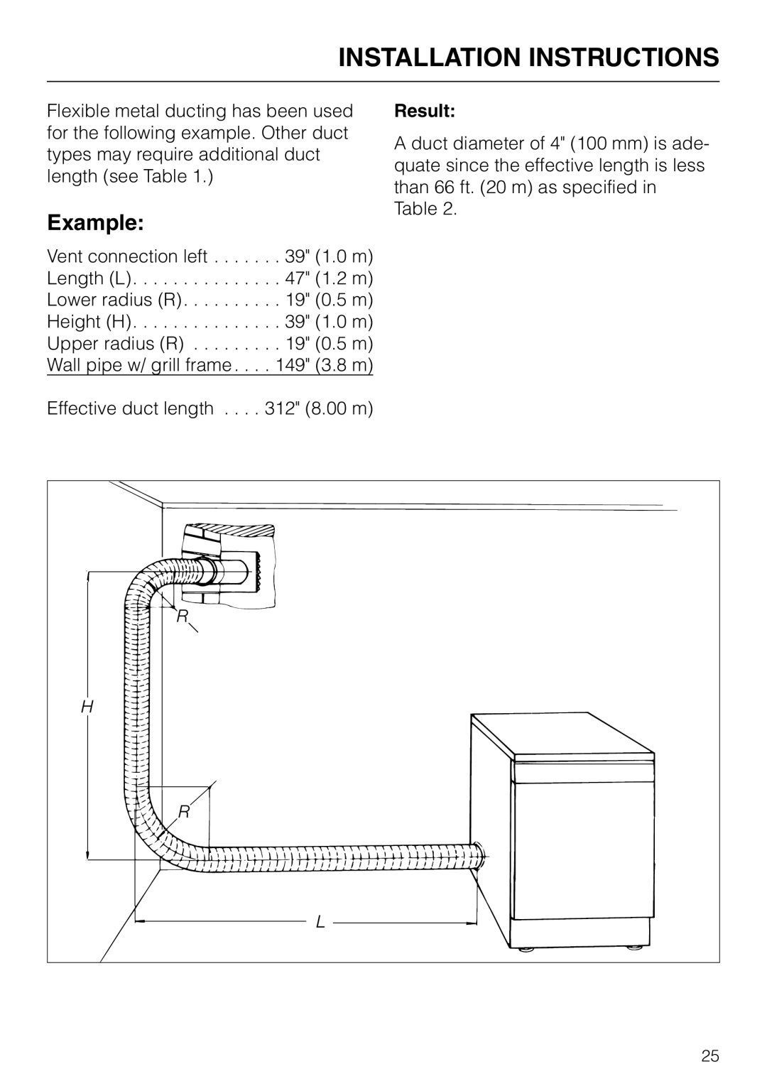 Miele T 1520 operating instructions Example, Result 