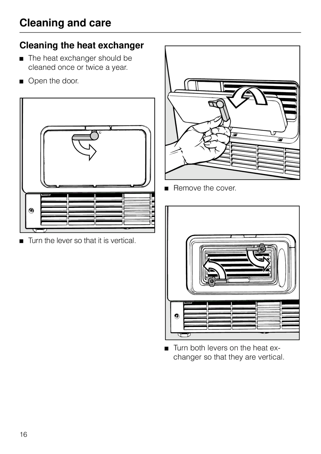 Miele T 1565 C operating instructions Cleaning the heat exchanger 