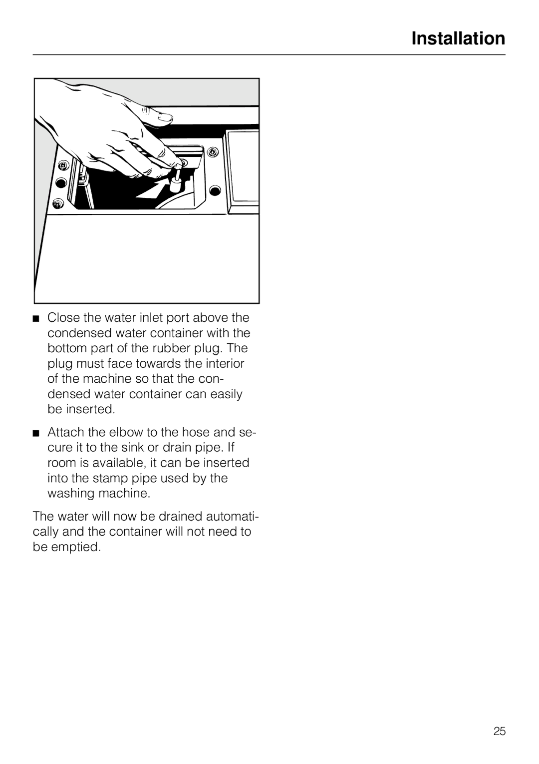 Miele T 1565 C operating instructions Installation 