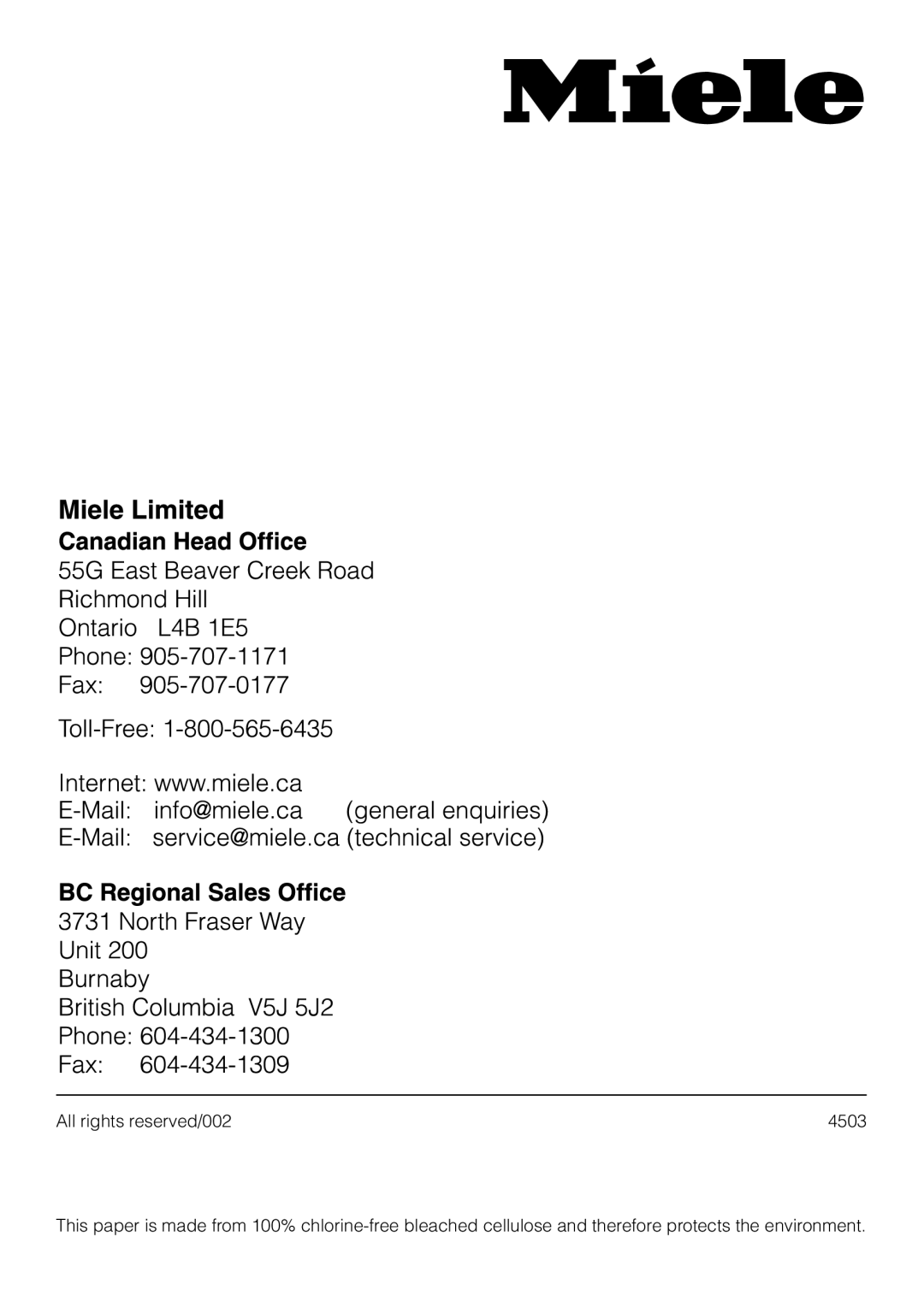 Miele T 1565 C operating instructions 