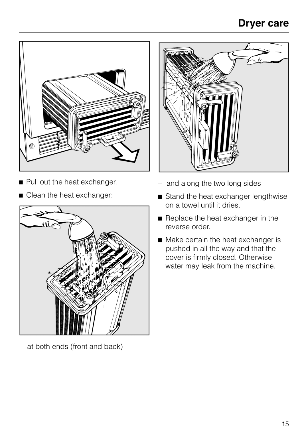 Miele Condenser Dryer, T 1570 C operating instructions Dryer care 