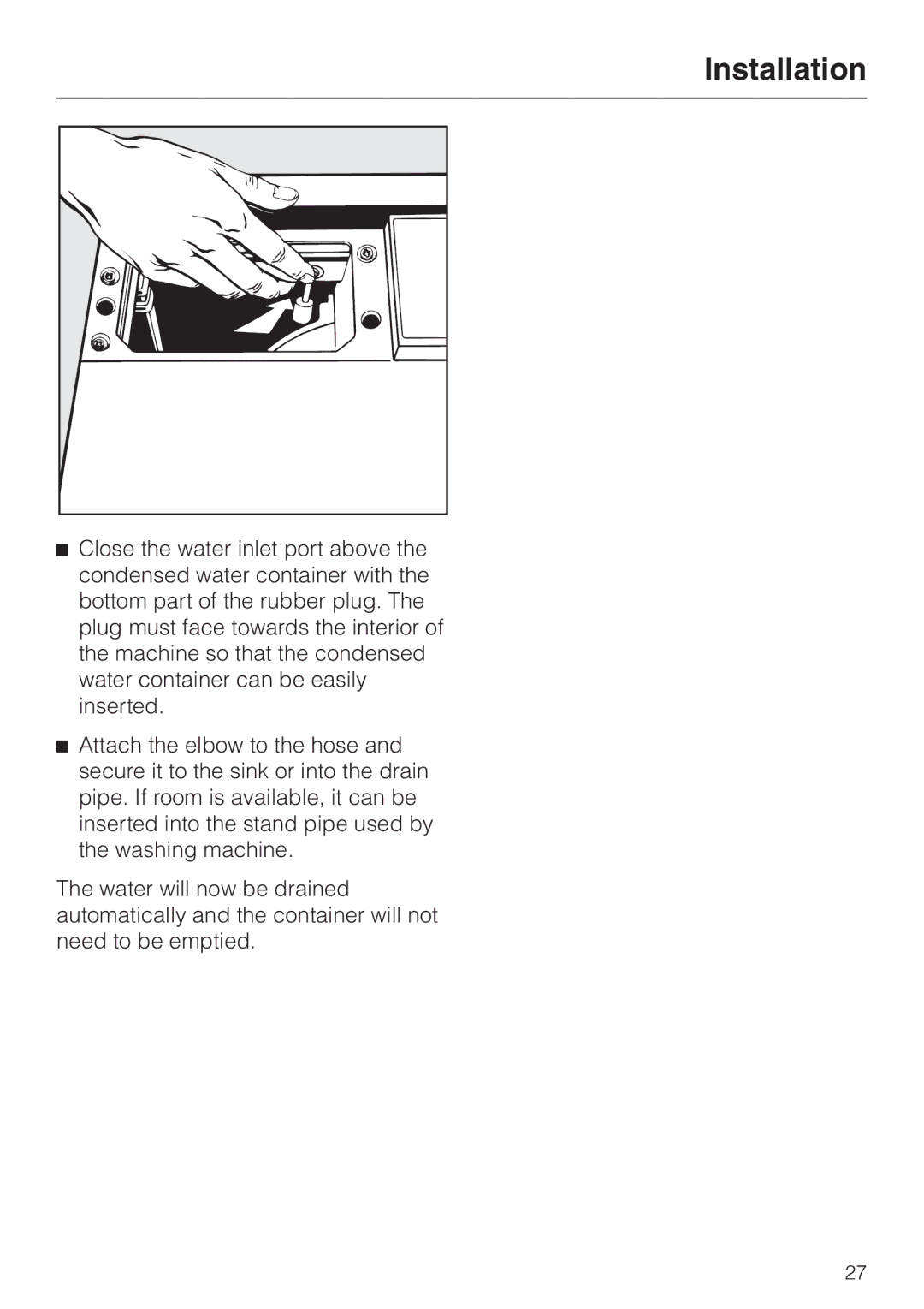 Miele Condenser Dryer, T 1570 C operating instructions Installation 