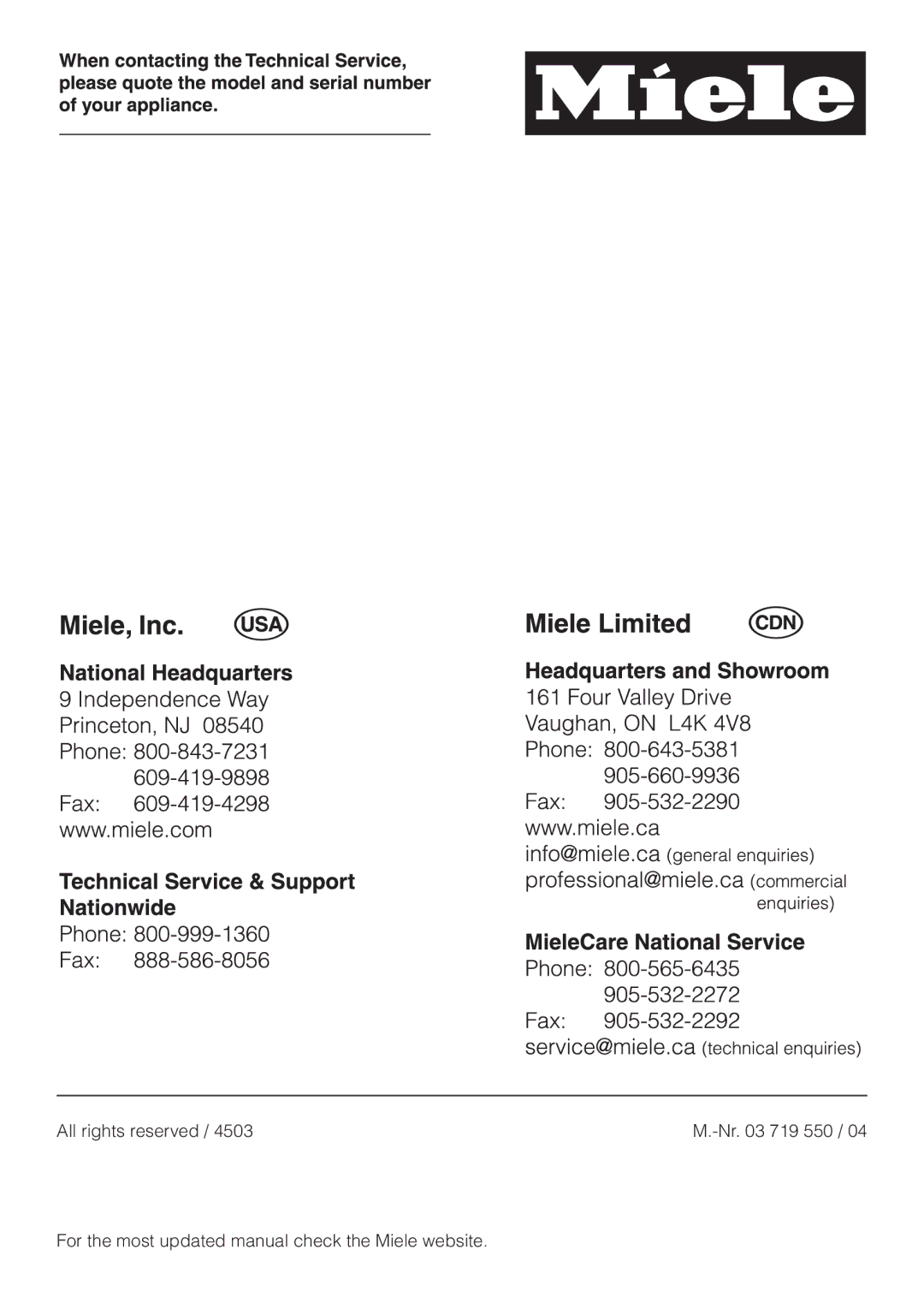 Miele T 1570 C, Condenser Dryer operating instructions All rights reserved 