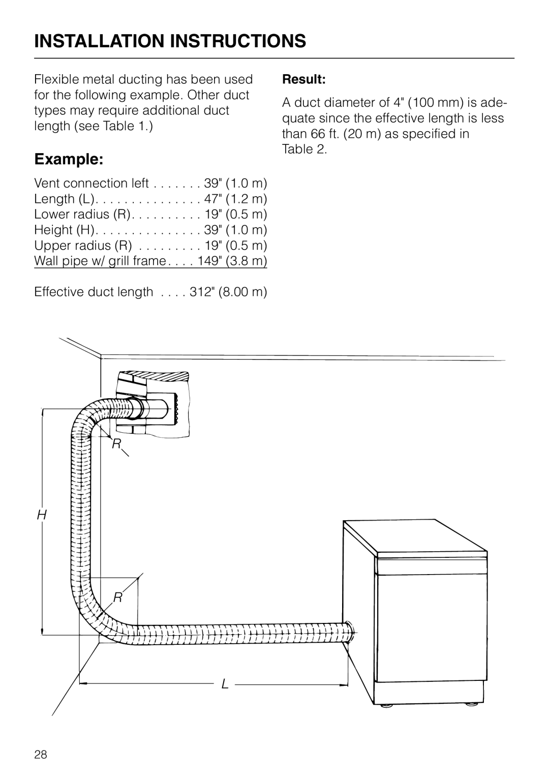 Miele T 1576 operating instructions Example, Result 