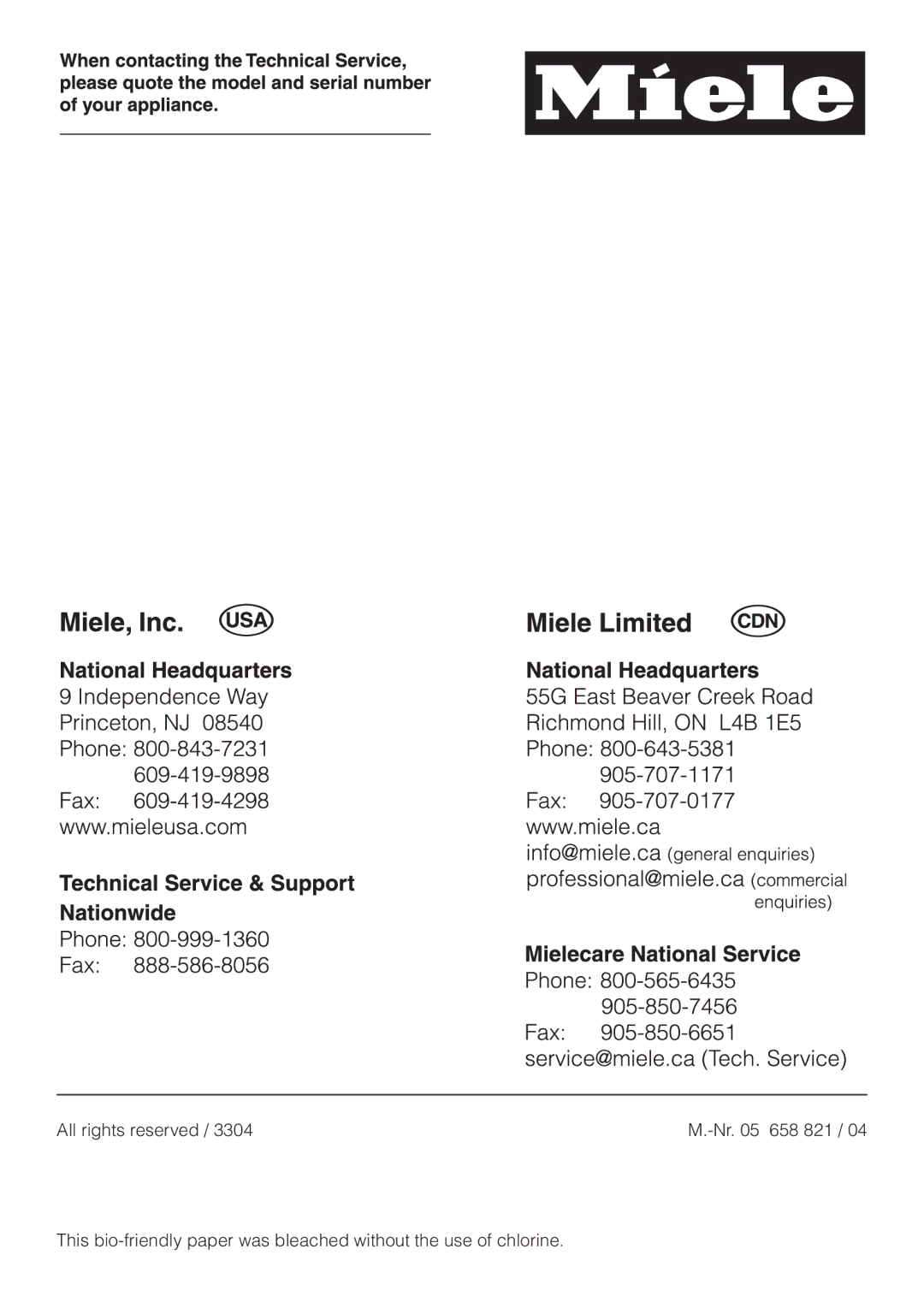 Miele T 1576 operating instructions 