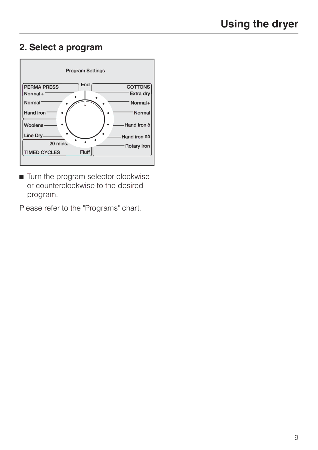 Miele T 1576 operating instructions Select a program 