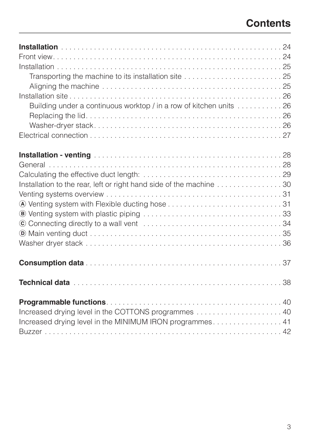 Miele T 220 operating instructions Consumption data Technical data 