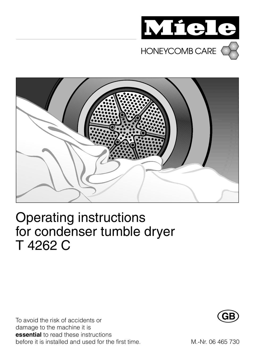 Miele operating instructions Operating instructions For condenser tumble dryer T 4262 C 