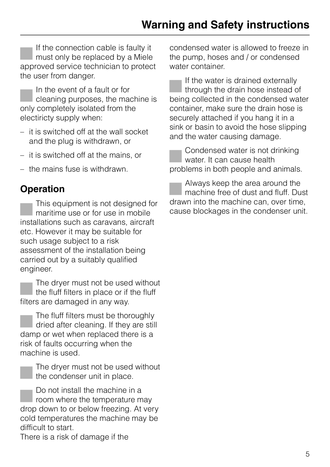 Miele T 4423 C operating instructions Operation 