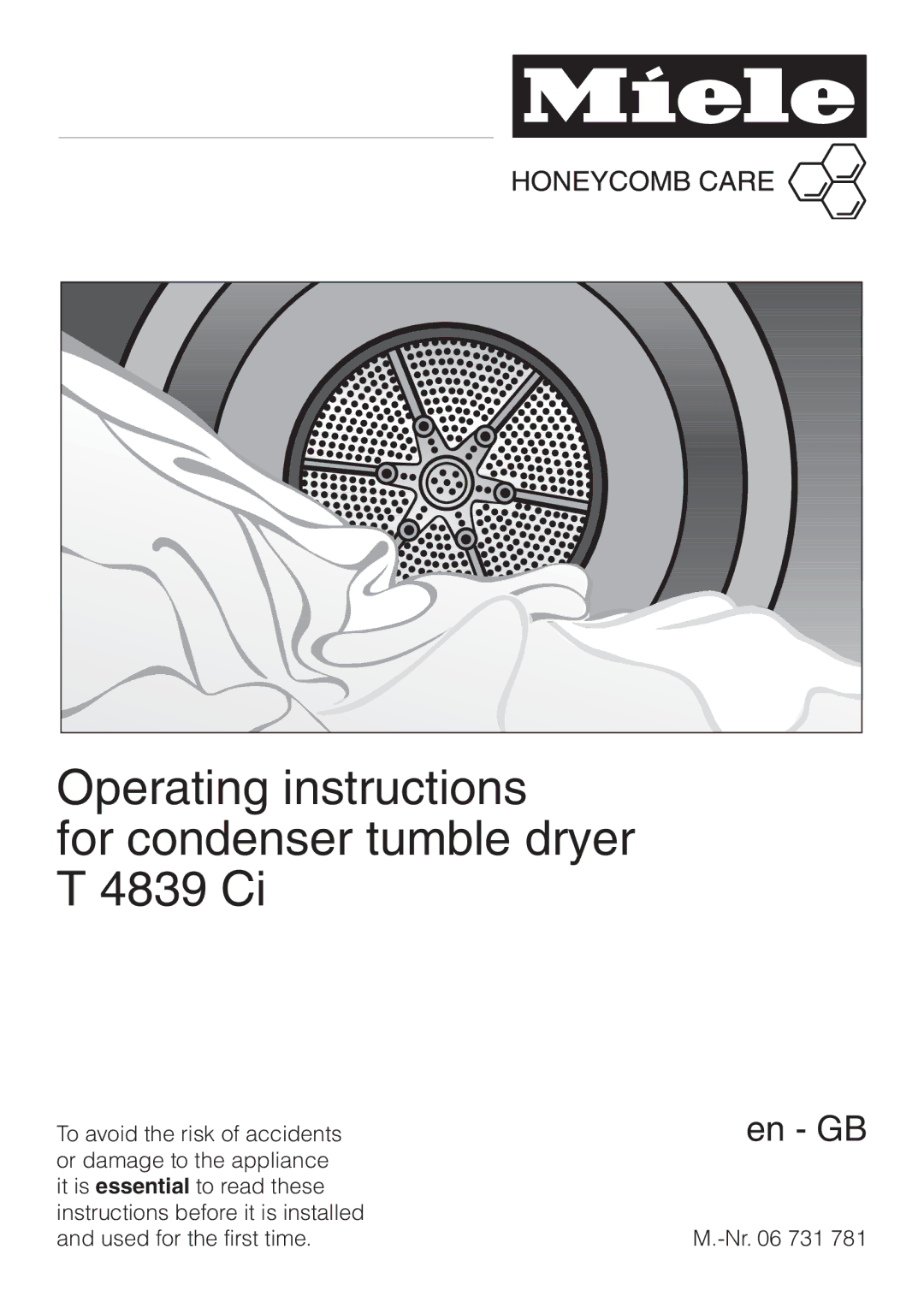 Miele operating instructions Operating instructions For condenser tumble dryer T 4839 Ci 