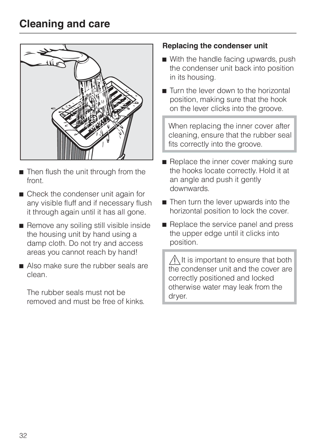 Miele T 4839 Ci operating instructions Replacing the condenser unit 