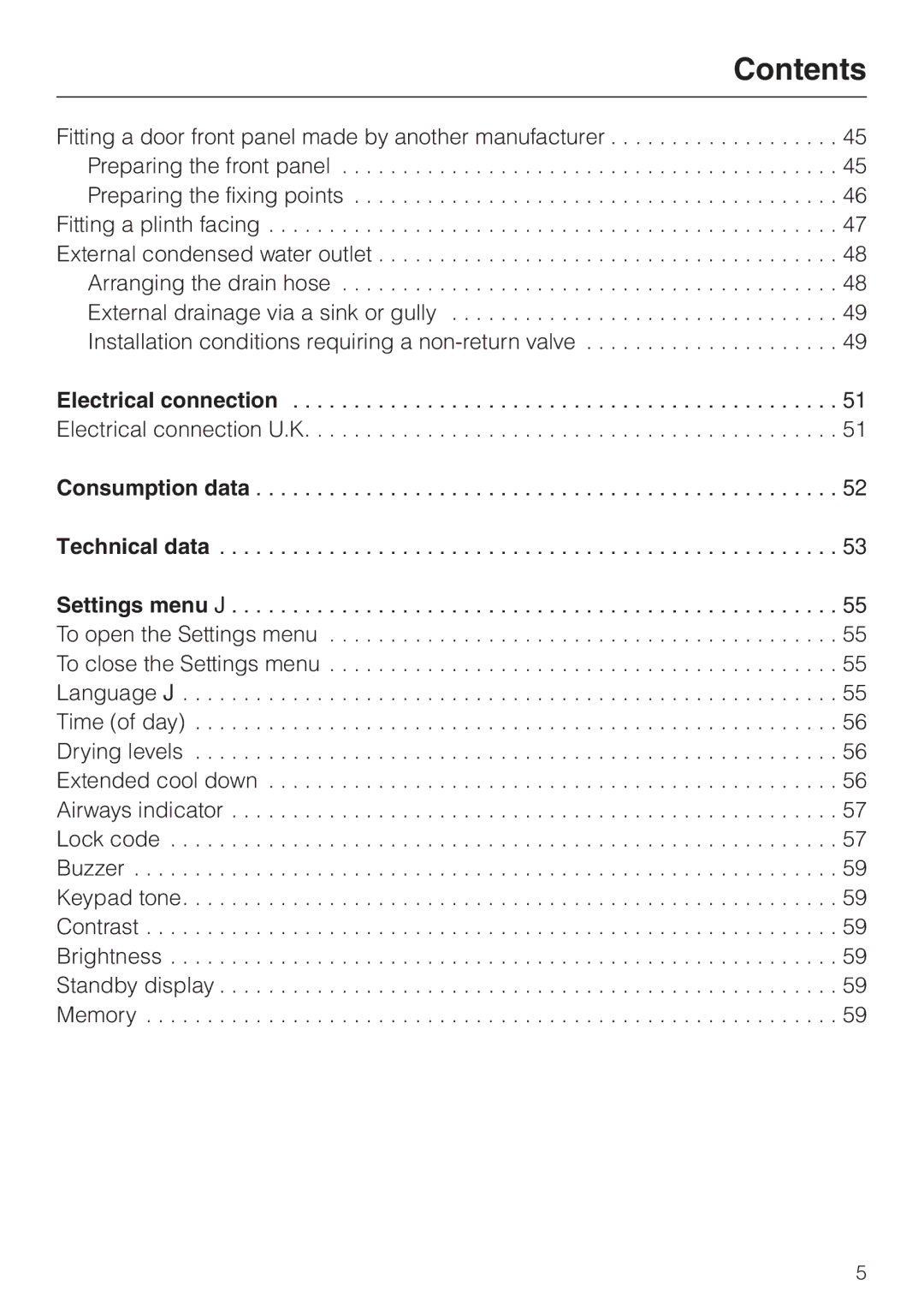 Miele T 4839 Ci operating instructions Consumption data Technical data 