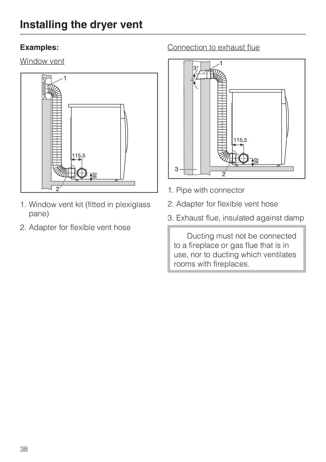 Miele T 7634 operating instructions Examples 