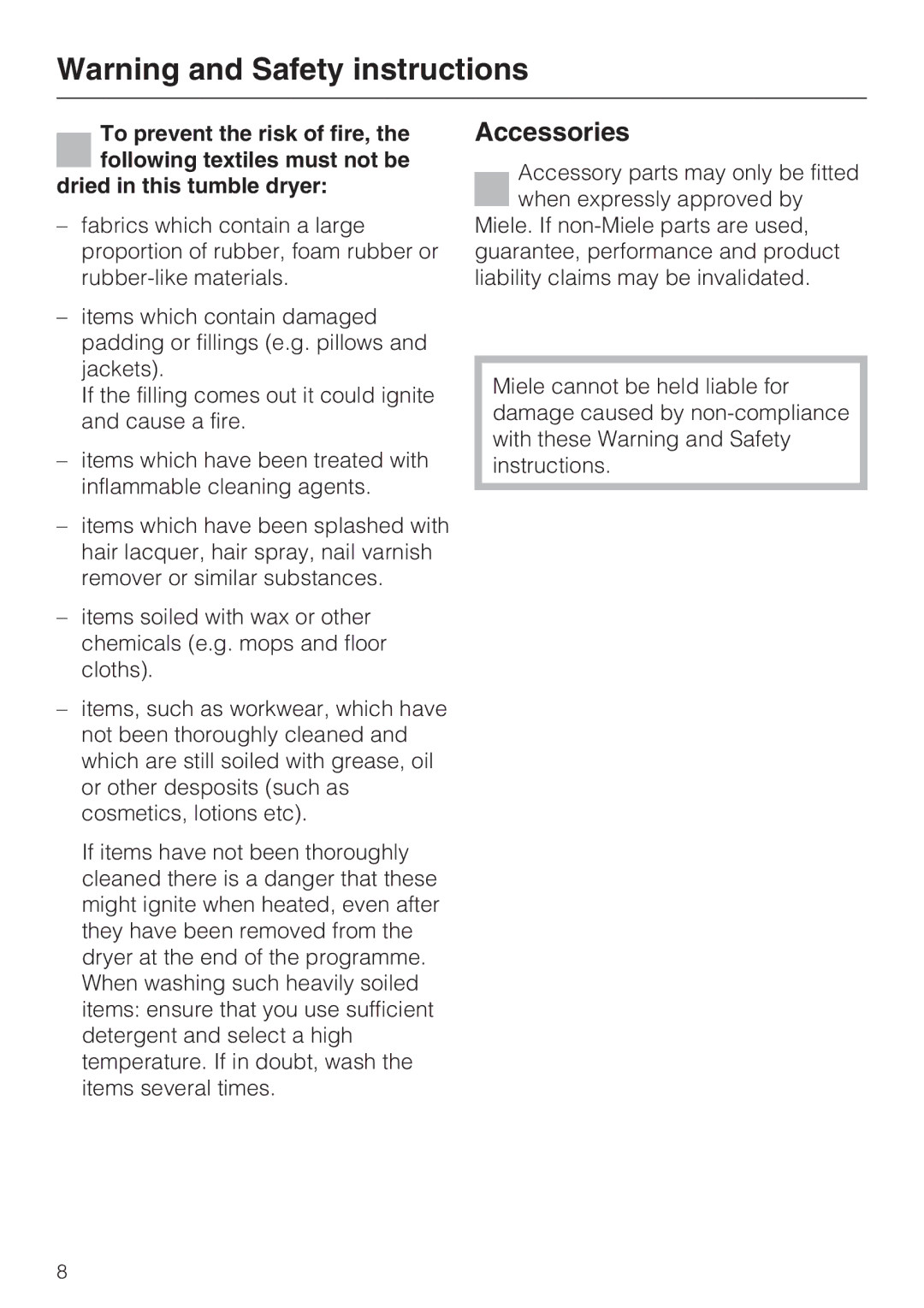 Miele T 7744 C operating instructions Accessories 