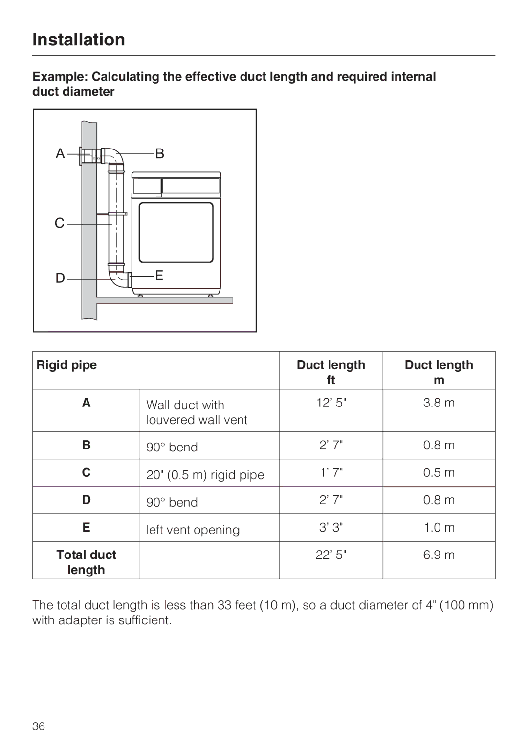 Miele T 8002, T 8005, T 8003 manual Length 