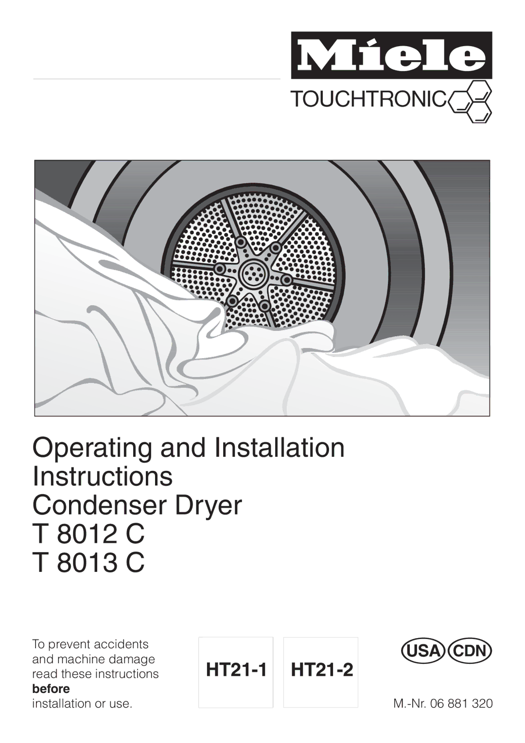 Miele T 8012 C, T 8013 C installation instructions 