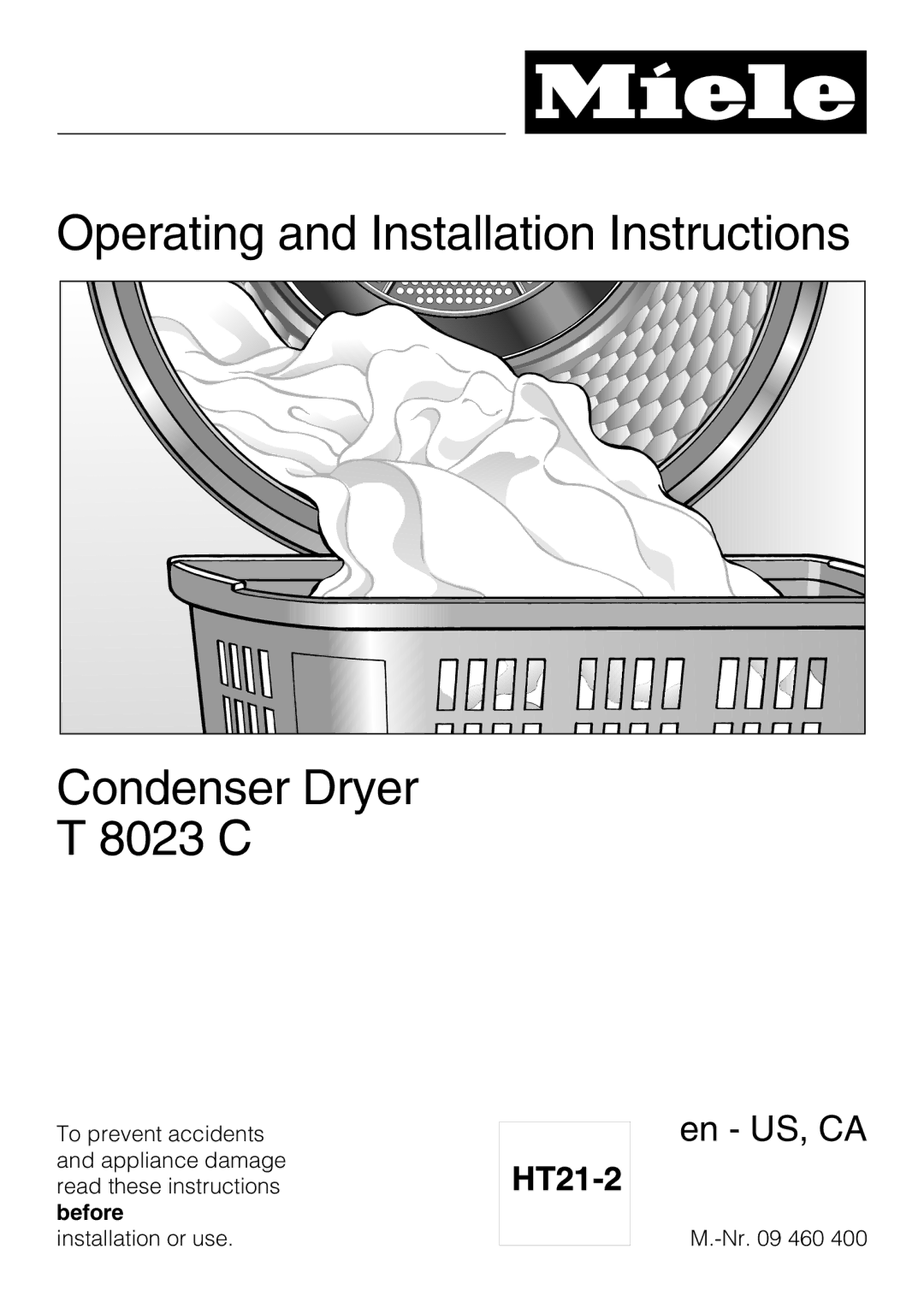 Miele T 8023 C installation instructions En US, CA 