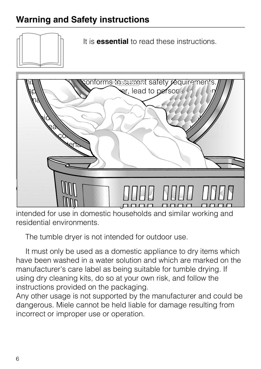 Miele T 8722 operating instructions Correct application 