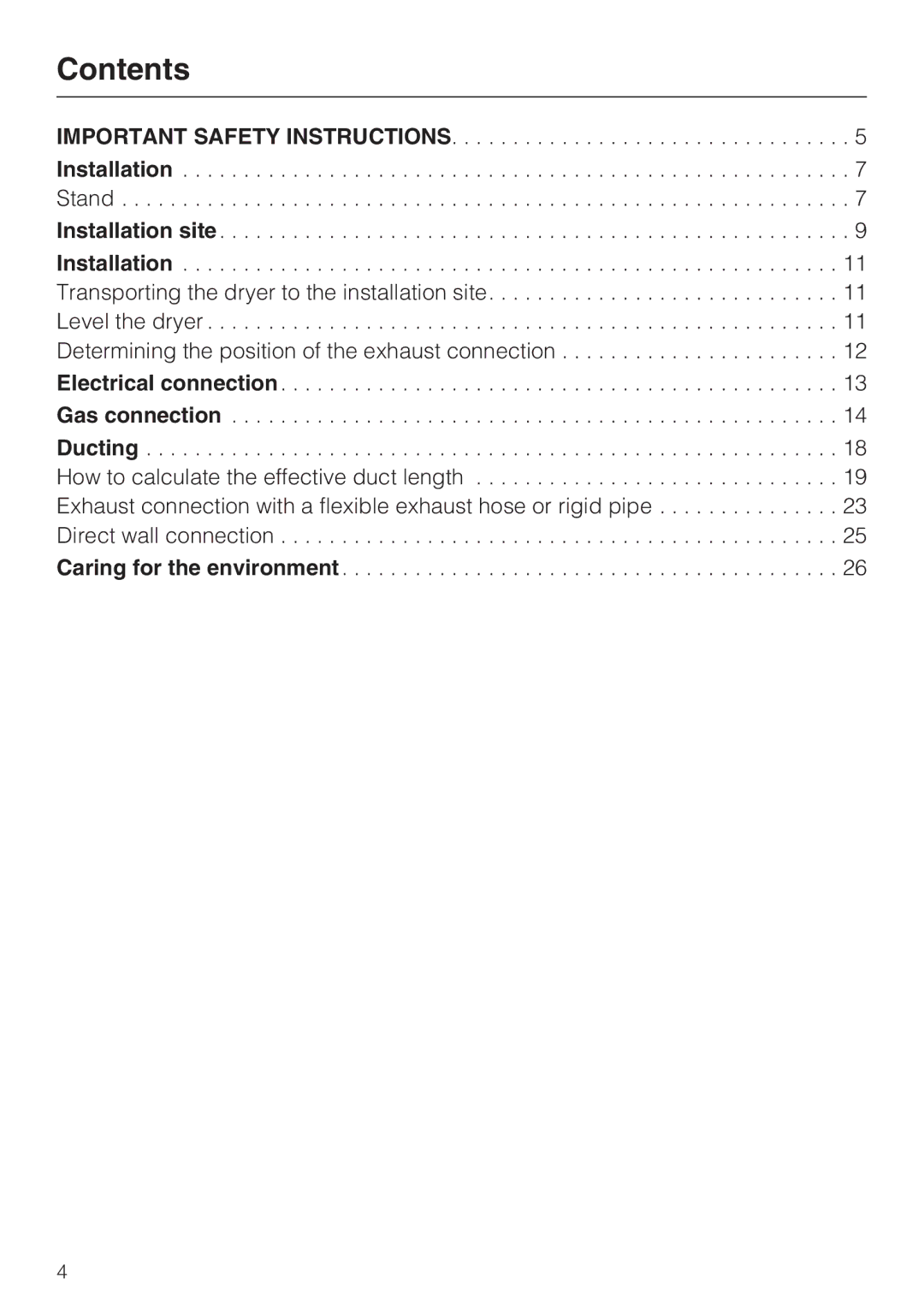 Miele T 9822 installation instructions Contents 