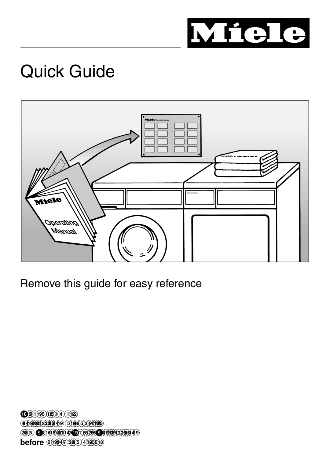 Miele T 1405, T1405 operating instructions Quick Guide 