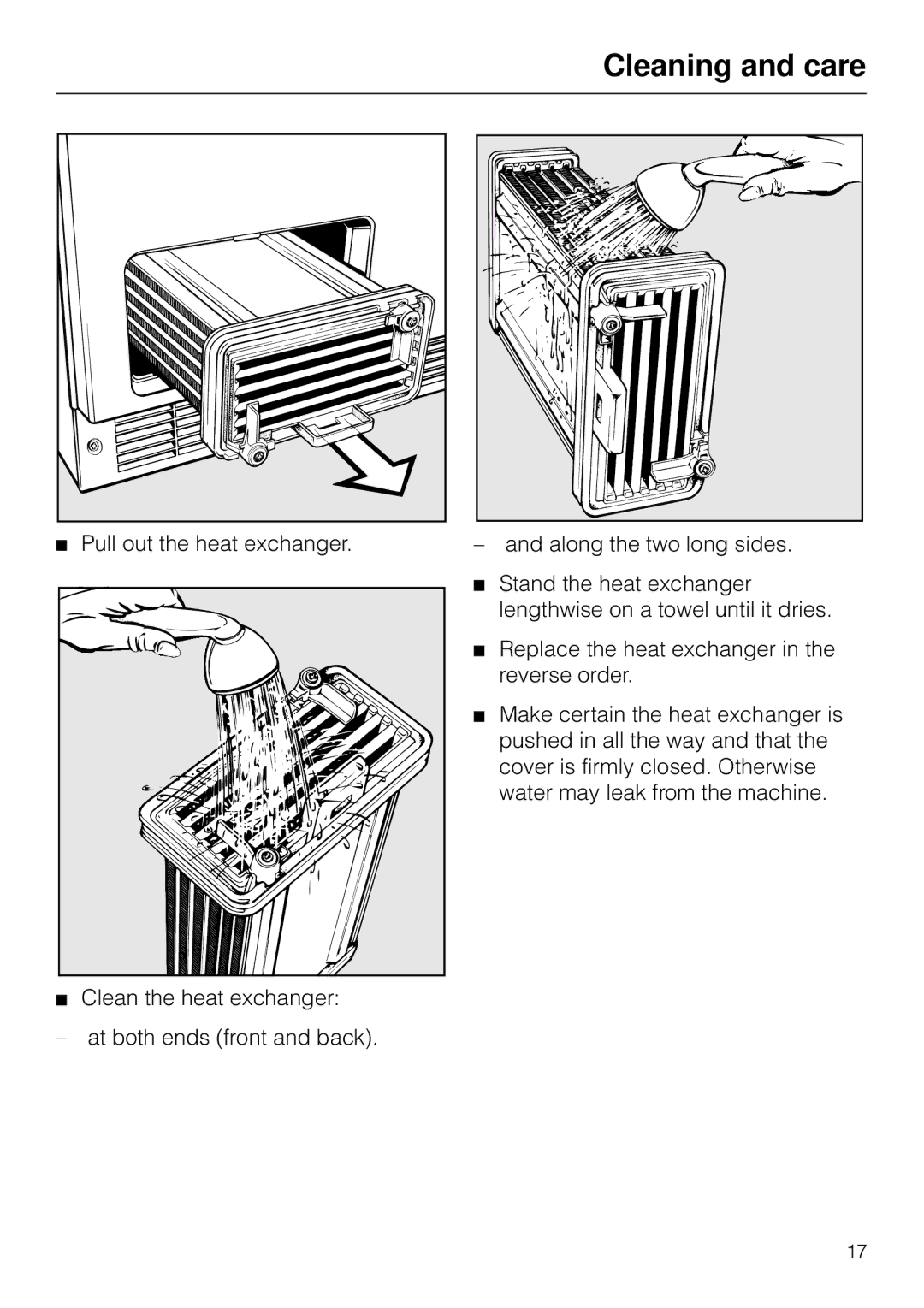 Miele T1570C operating instructions Cleaning and care 