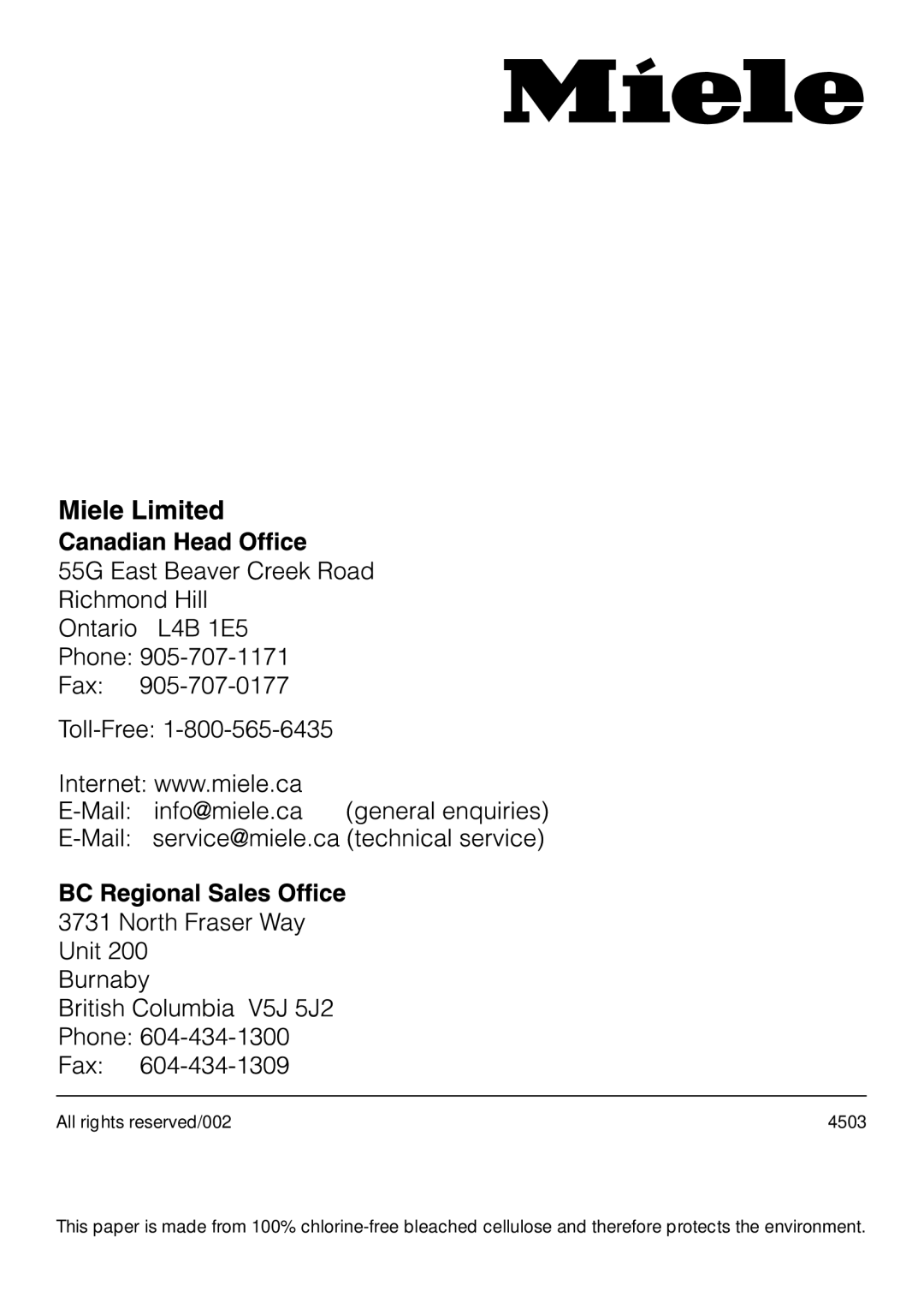 Miele T1570C operating instructions 