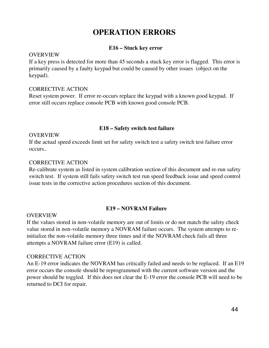 Miele T9800HRT service manual Operation Errors 