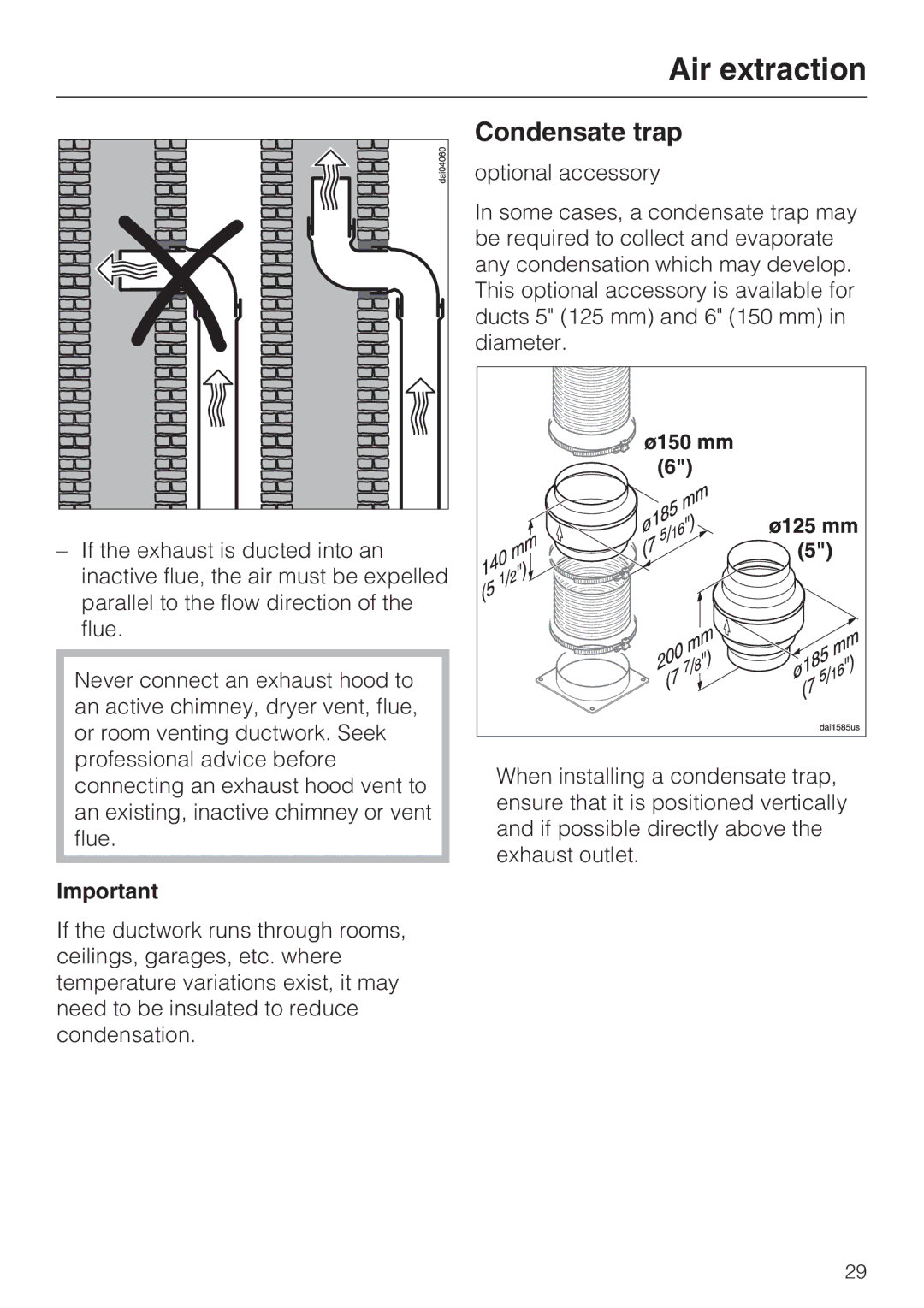 Miele DA 270-4, ventilation system installation instructions Condensate trap 