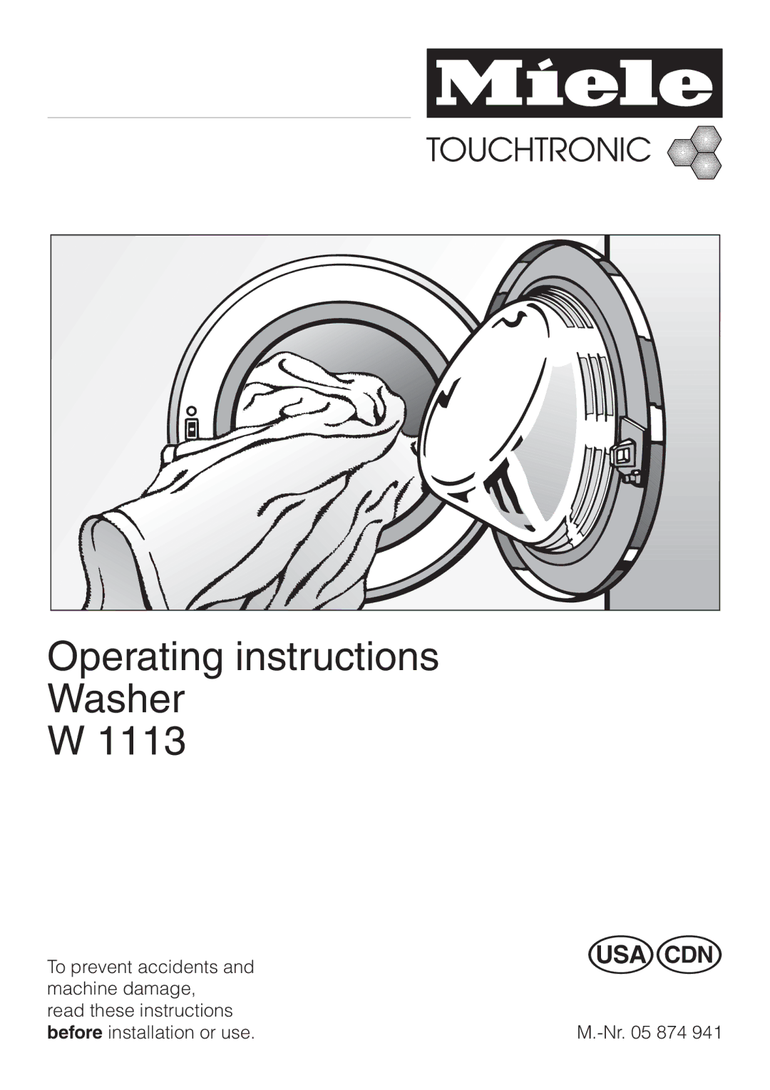 Miele W 1113 operating instructions Operating instructions Washer 1113 