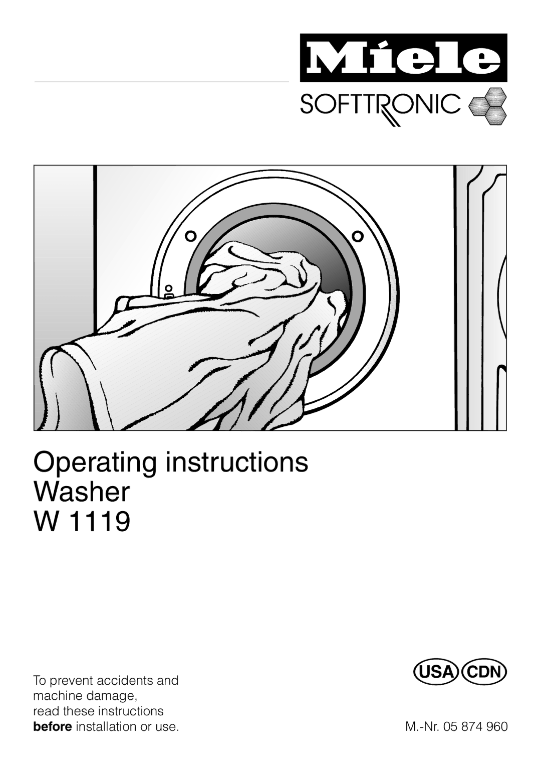 Miele W 1119 operating instructions Operating instructions 