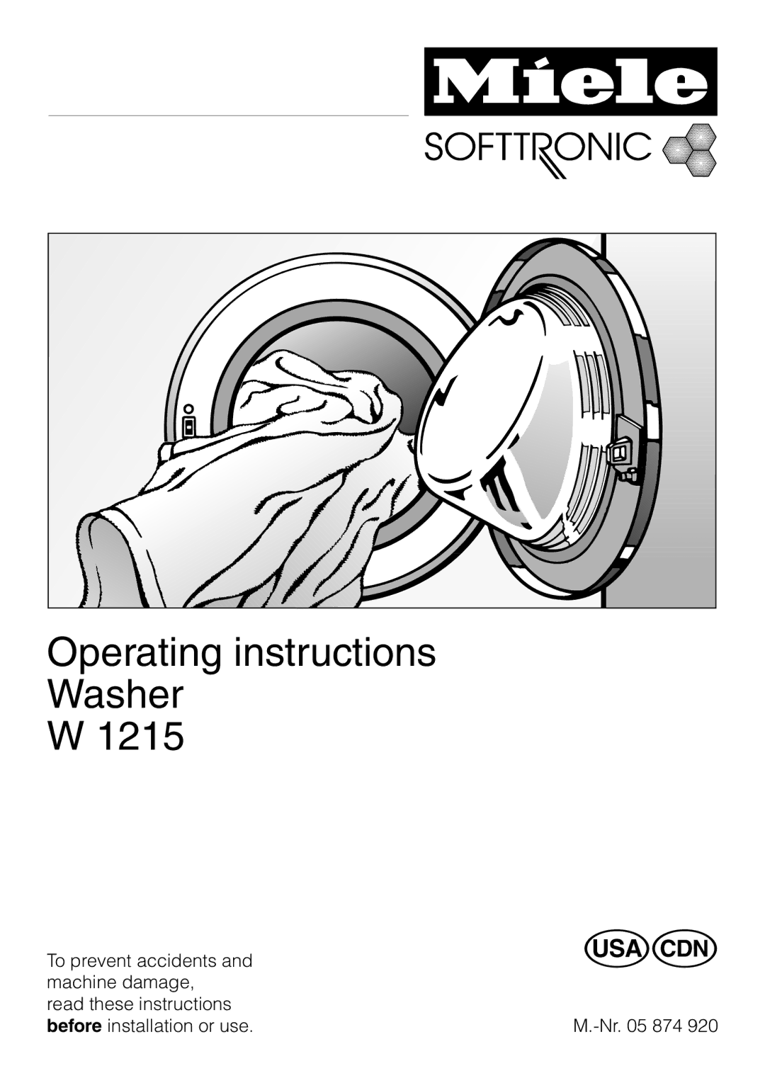 Miele W 1215 operating instructions Operating instructions 