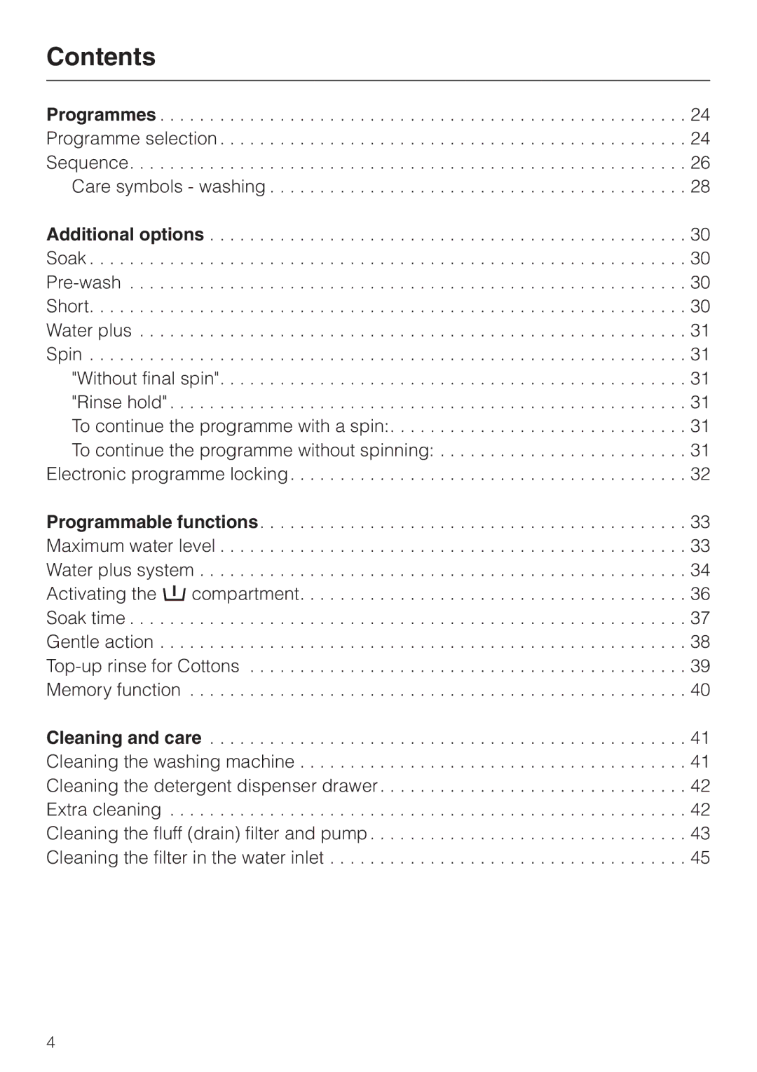 Miele W 149 operating instructions Contents 