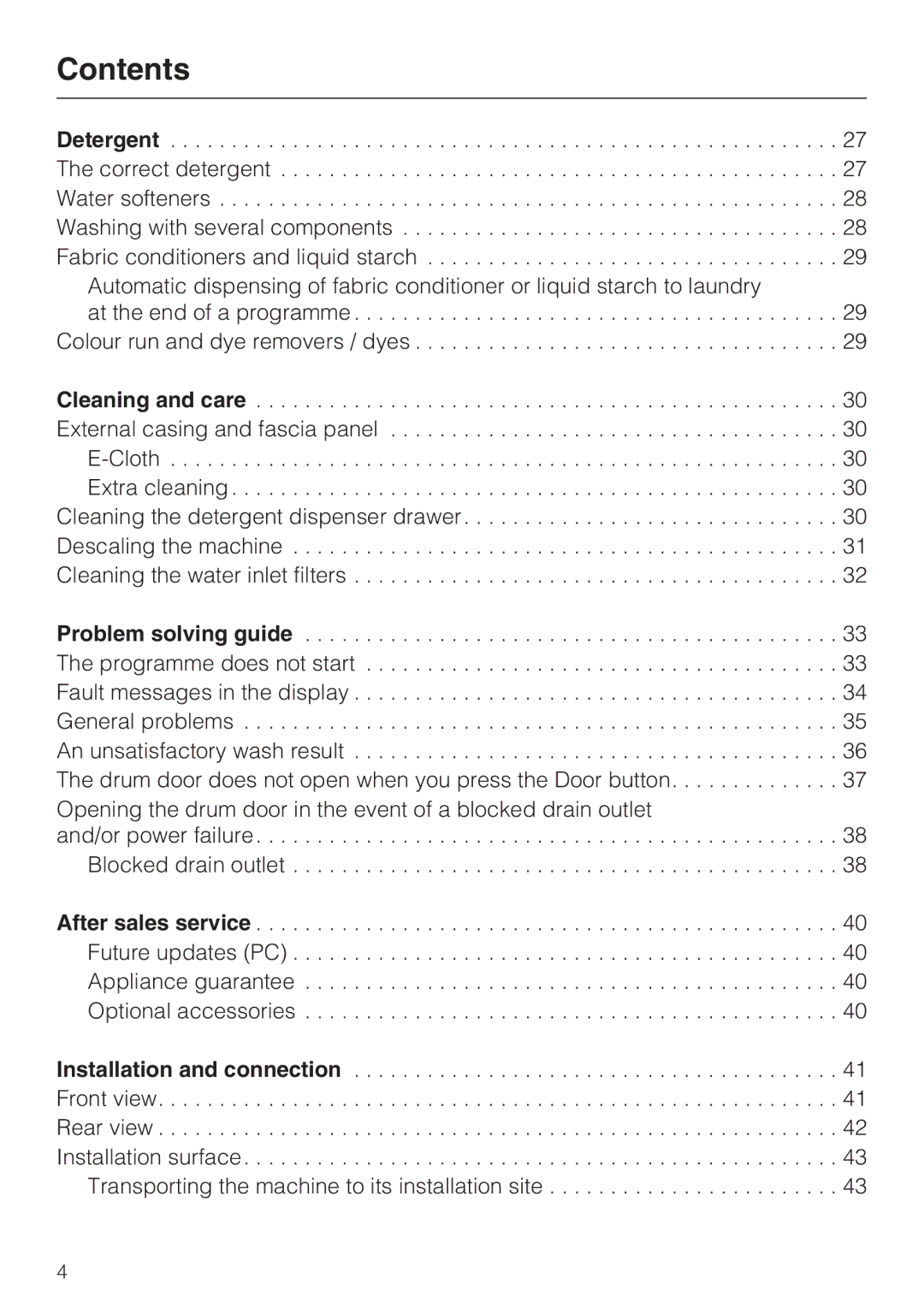 Miele W 1513 operating instructions After sales service 