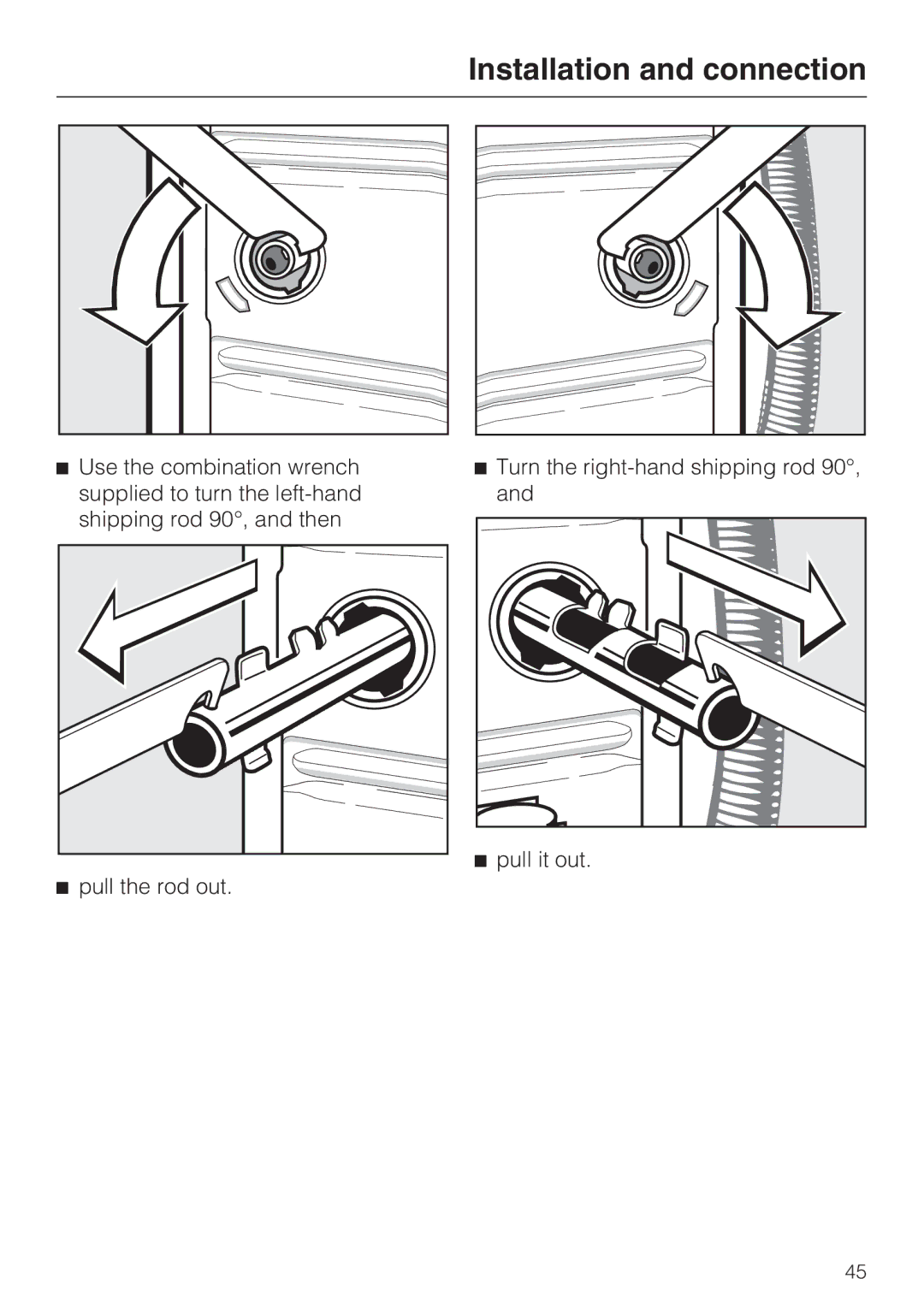 Miele W 1612 operating instructions Installation and connection 