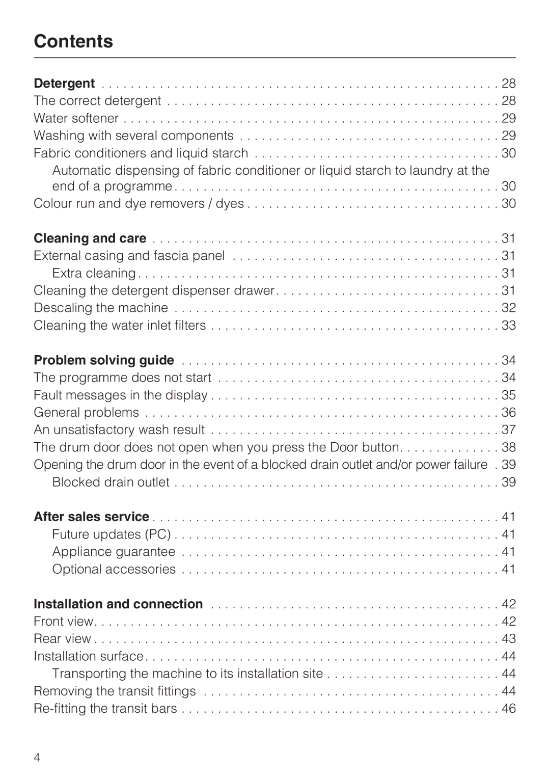 Miele W 1613 operating instructions Blocked drain outlet 