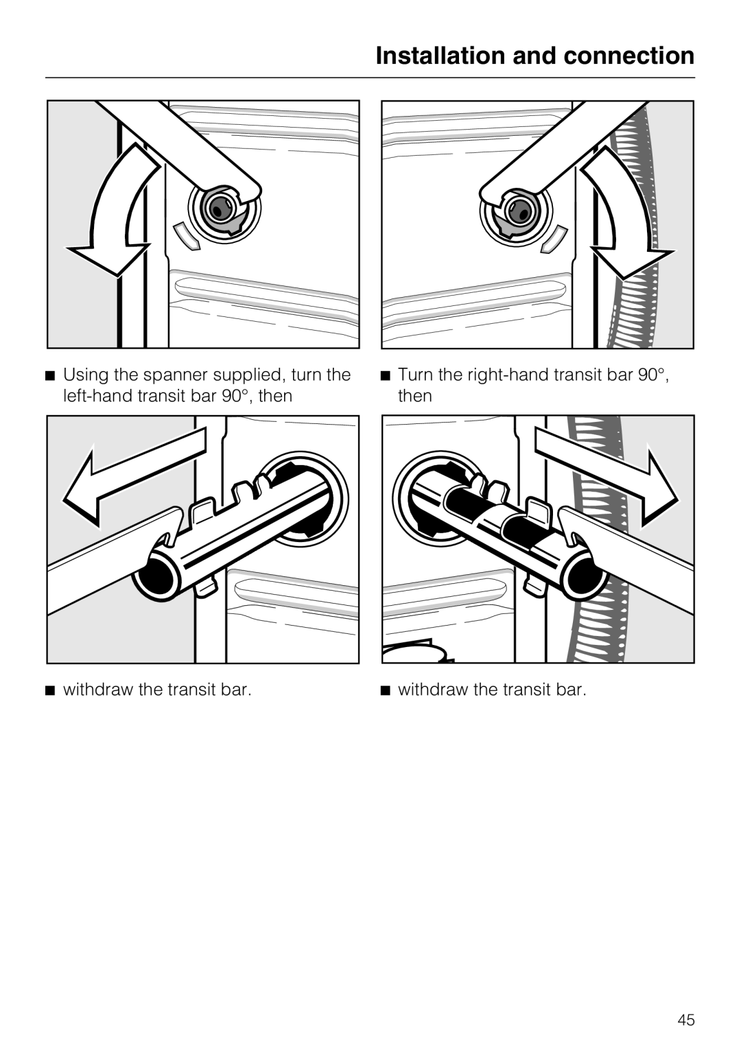 Miele W 1613 operating instructions Installation and connection 