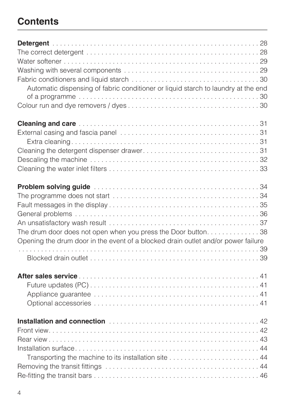 Miele W 1614 operating instructions Contents 