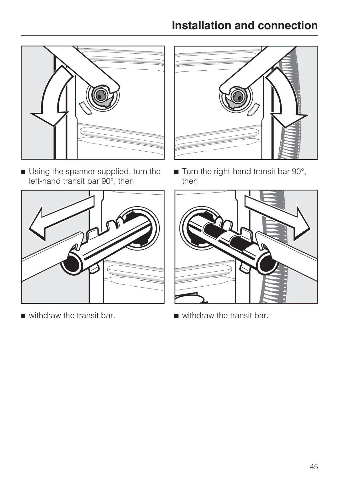 Miele W 1614 operating instructions Installation and connection 