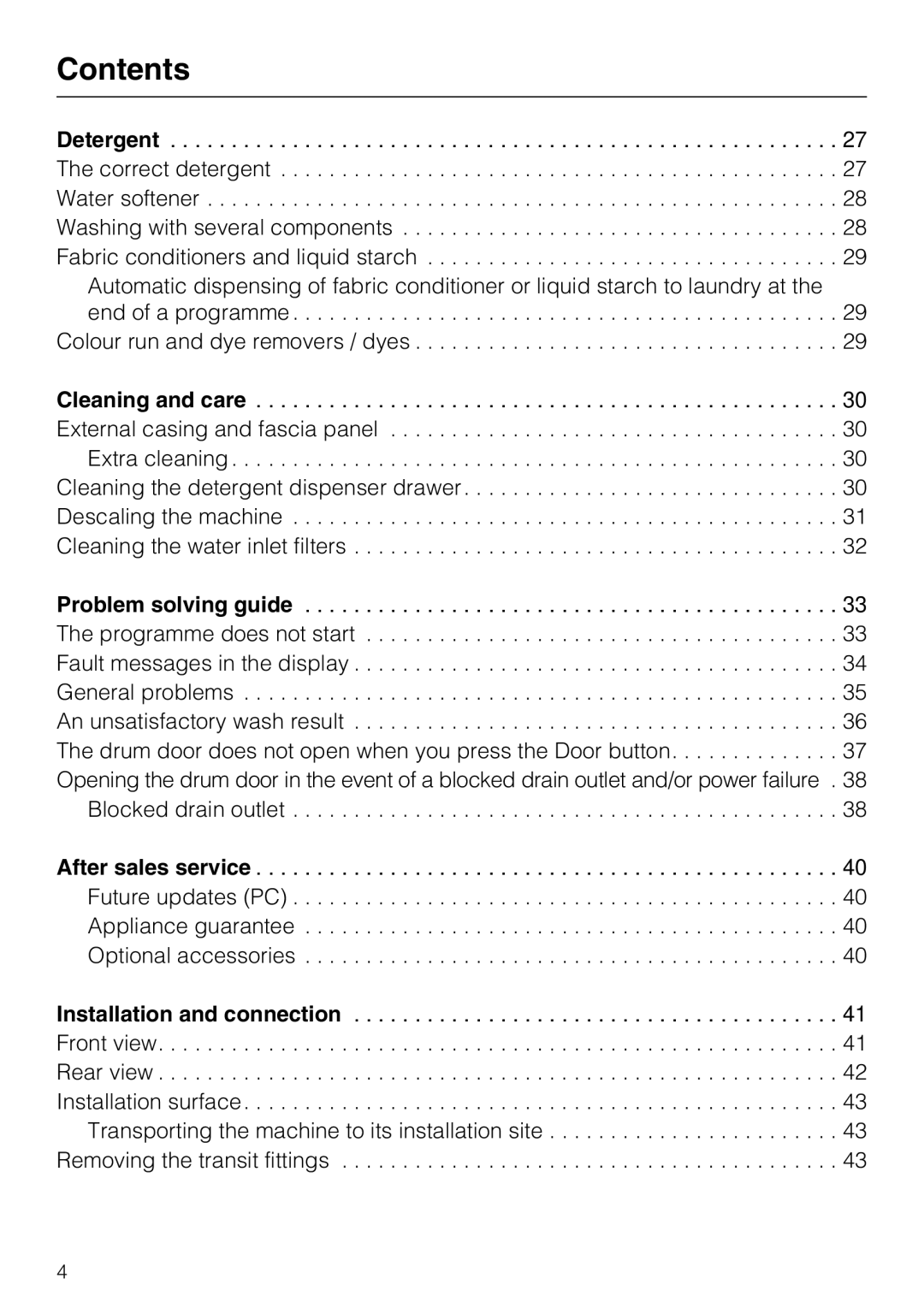 Miele W 1716 operating instructions Blocked drain outlet 