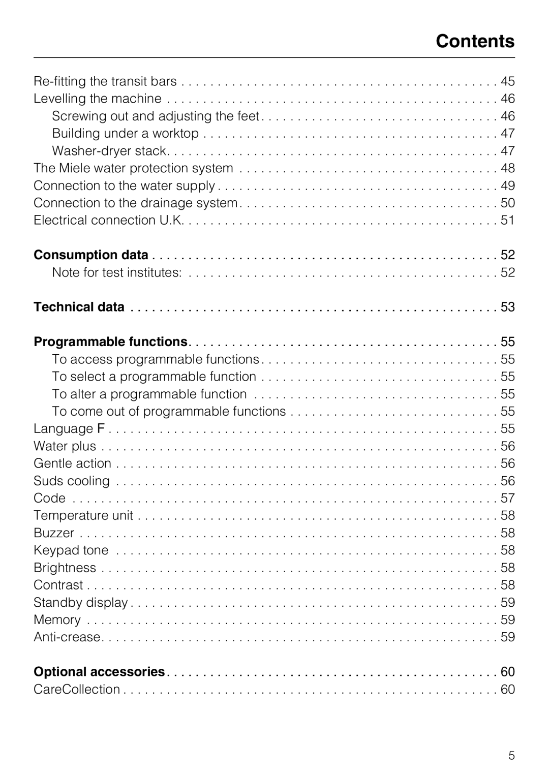 Miele W 1716 operating instructions Technical data 