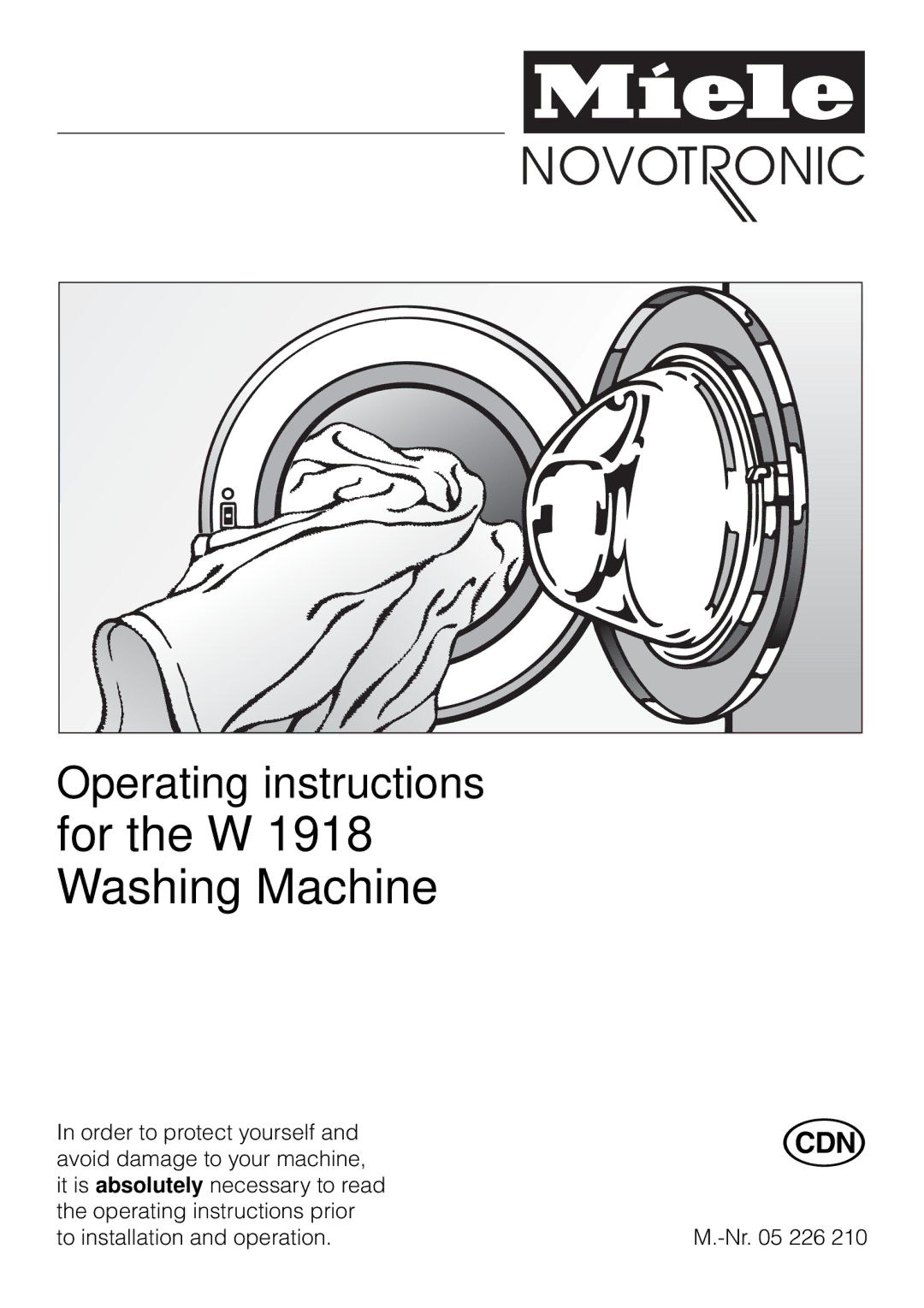 Miele operating instructions For the W 1918 Washing Machine 
