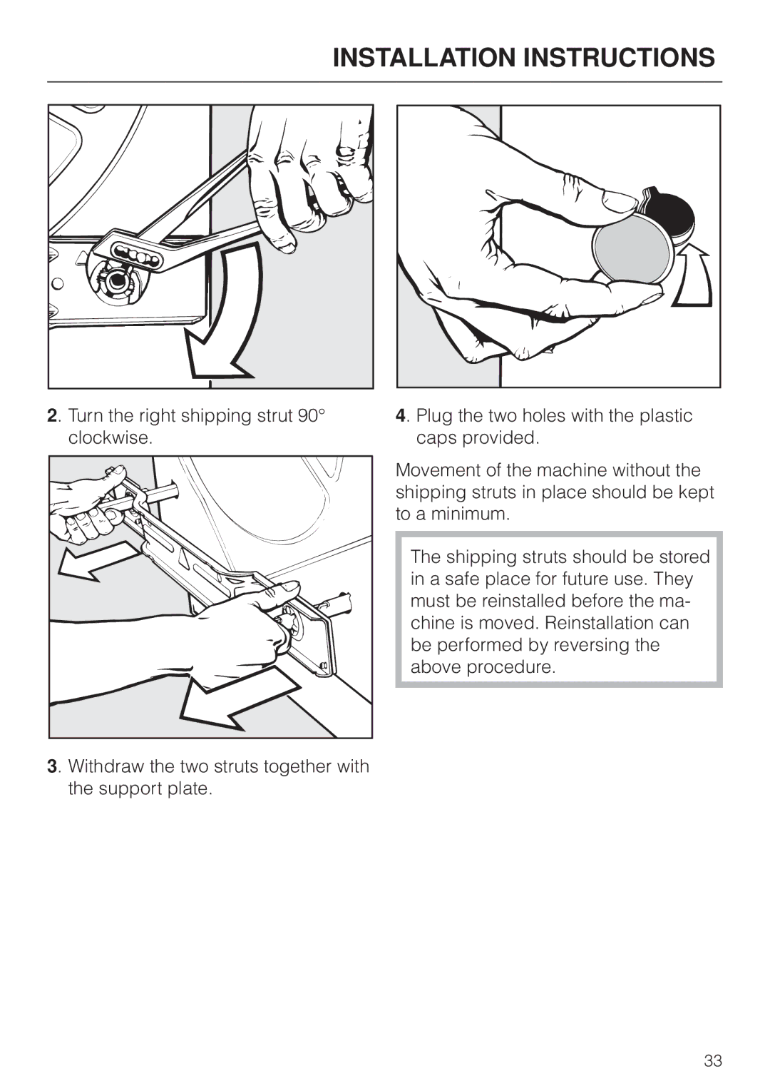 Miele W 1930 operating instructions Installation Instructions 