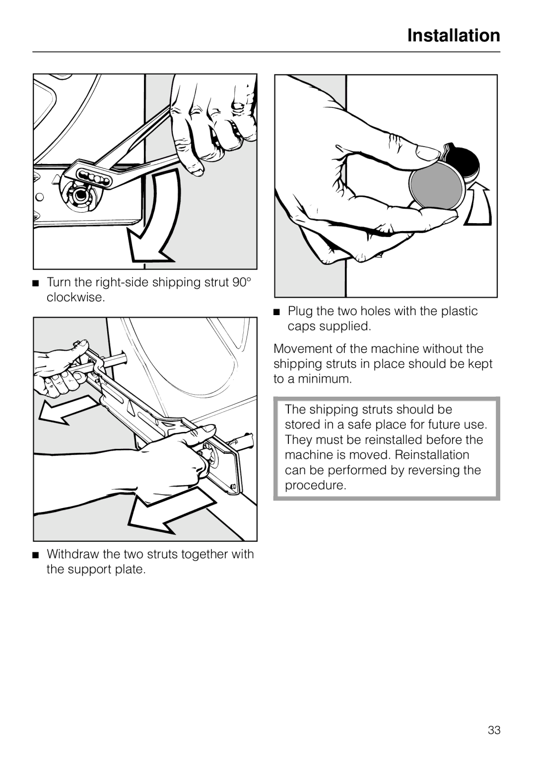 Miele W 1930I operating instructions Installation 