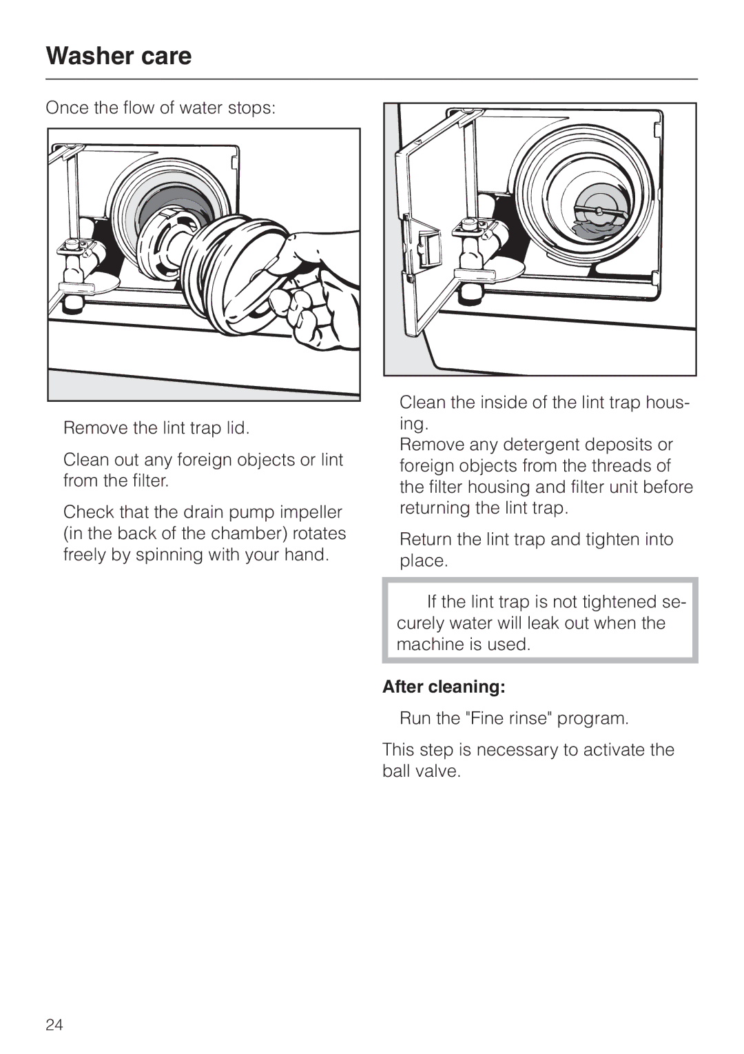 Miele W 1966 operating instructions After cleaning 